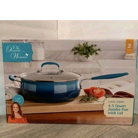 The Pioneer Woman Classic Ceramic Blue Pan with Lid - Picture 1 of 5